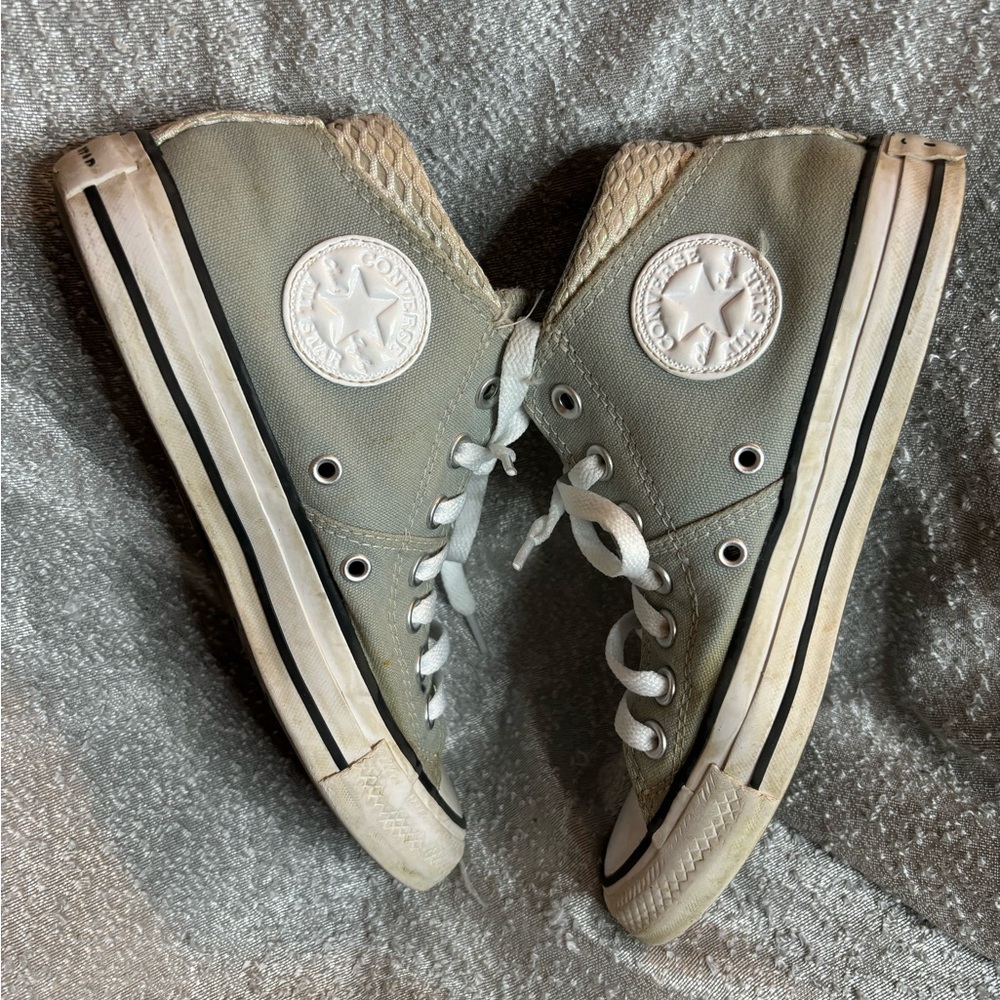 Converse All Stars Grey with‎ White Logo and Iridescent Mesh Accents Size 6.5